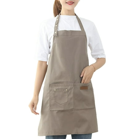 

Peryerana Kitchen Apron Canvas Waterproof Protective Cover Simple Housework Aprons Working Clothing With Pocket for Restaurant Coffee Shop Light khaki