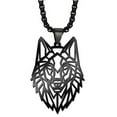 thumbnail image 2 of Eosunjian Pendant Necklace Hollow Out Wolf Head Jewelry Openwork Animal Choker Necklace Birthday Gifts Black, 2 of 13
