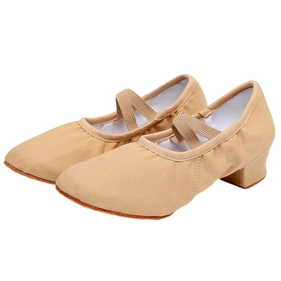 Beige Women Latin Dance Shoes For Adult Dance Practice With Mid Heel For Autumn And Winter Style Practice Shoes Ideal For Casual Use