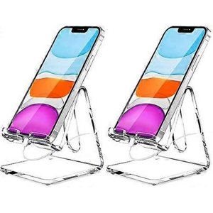 Acrylic Cell Phone Stand, Portable, Clear Phone Stand, 2 Pack