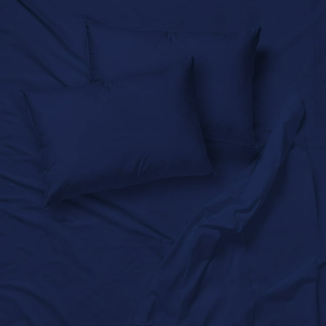 Cotton House - Ensemble de Draps en Microfibre Sans Plis, Taille Très Grand, Bleu Foncé