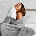 thumbnail image 3 of Bare Home Plush Sherpa Bed Blanket - Fluffy & Soft - Reversible - Lightweight - Twin/Twin XL, Light Gray, 3 of 7