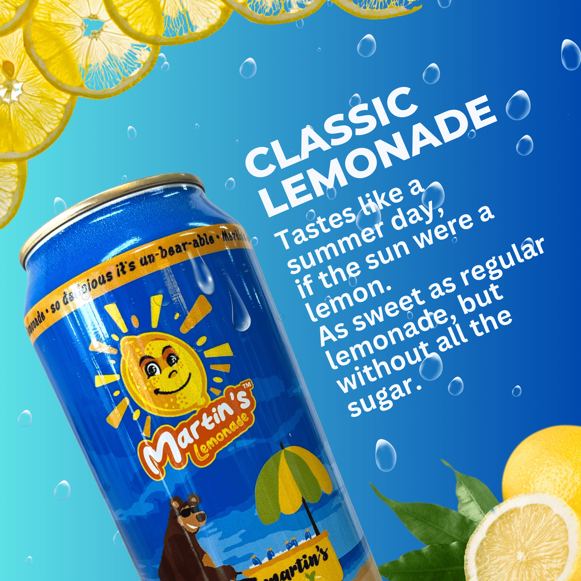 Martin's Original Lemonade, Fresh, Low Sugar, Low-Calorie, Natural Lemonade, Antioxidants, Hydrating, 16 fl oz, 6pk