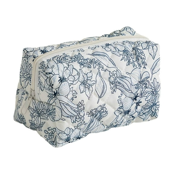 Travel Cosmetic Bag - Makeup Pouch Organizer for Women and Girls Multifunctional Floral Toiletry Storage with Zipper Closure for