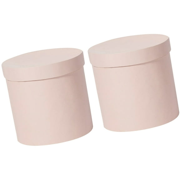 Floral Gift Box for Storage Pink Paperboard Boxes with Elegant Design 2 Pieces Round Shape