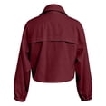 thumbnail image 4 of Womens Cropped Jacket Zip Up Lightweight Bomber Jacket Utility Anorak Coat With Pockets (Red XL), 4 of 5