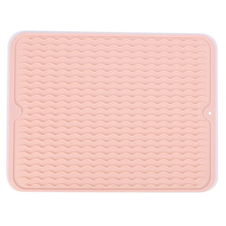 

Silicone Dish Drying Mat Non- Placemat Silicone Drain Pad Insulation Pot Mat Pink