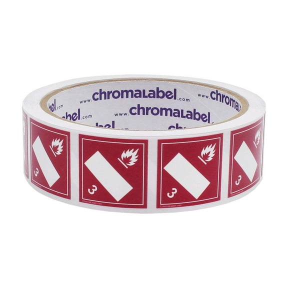 2" x 2" Permanent Durable Square D.O.T. Hazard Labels, Hazard Class 3 Blank Flammable Label, 100/Roll