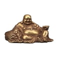 thumbnail image 1 of Estatua decorativa de Buda gordo arrodillado en miniatura, material de cobre, 1 of 2