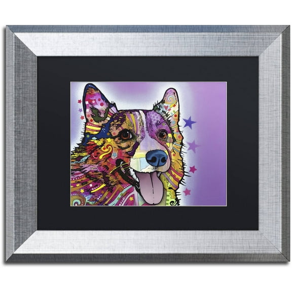Trademark Fine Art "Corgi" Canvas Art by Dean Russo, Black Matte, Silver Frame