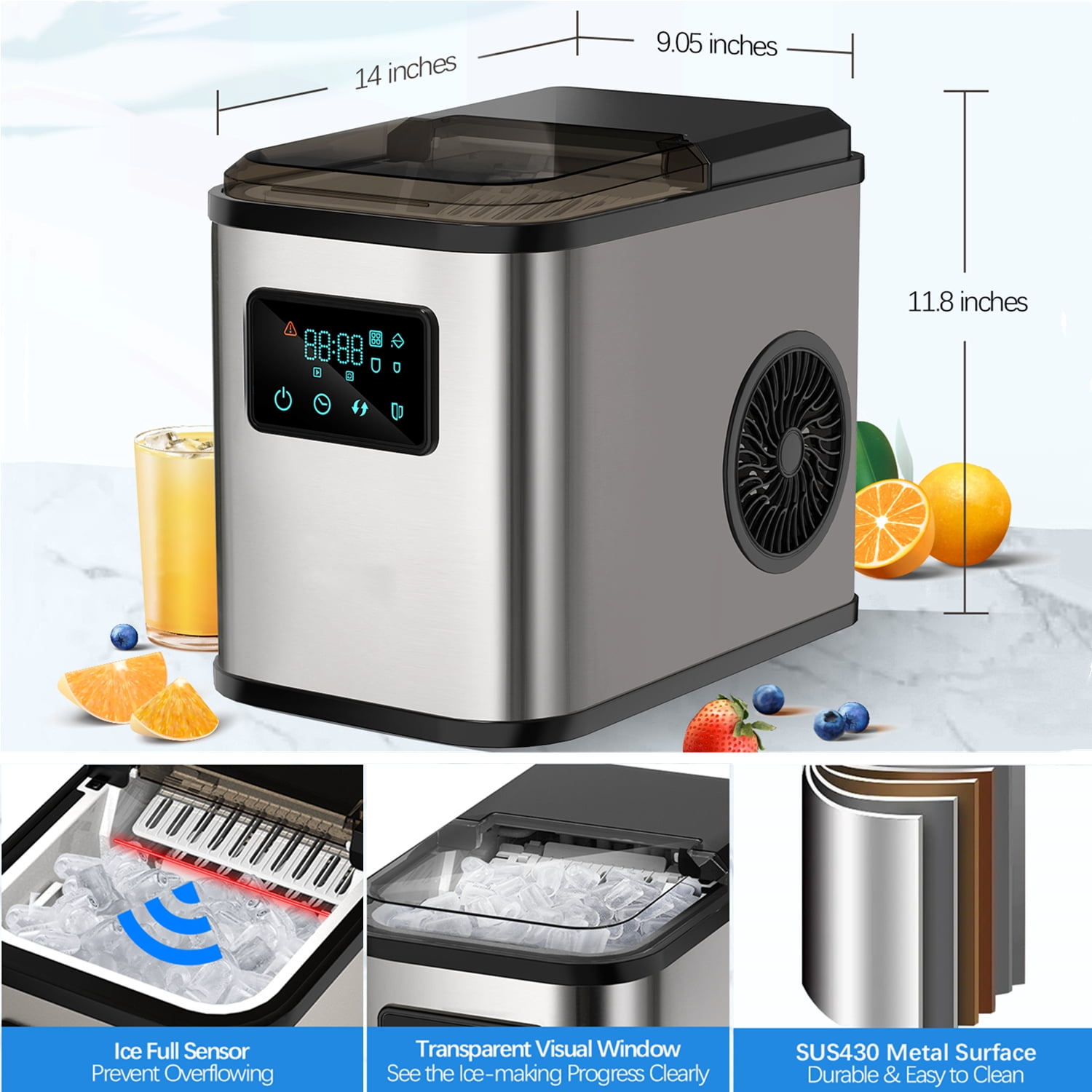 Ice Maker Countertop 28 lbs/24 hrs Capacity Bullet Ice