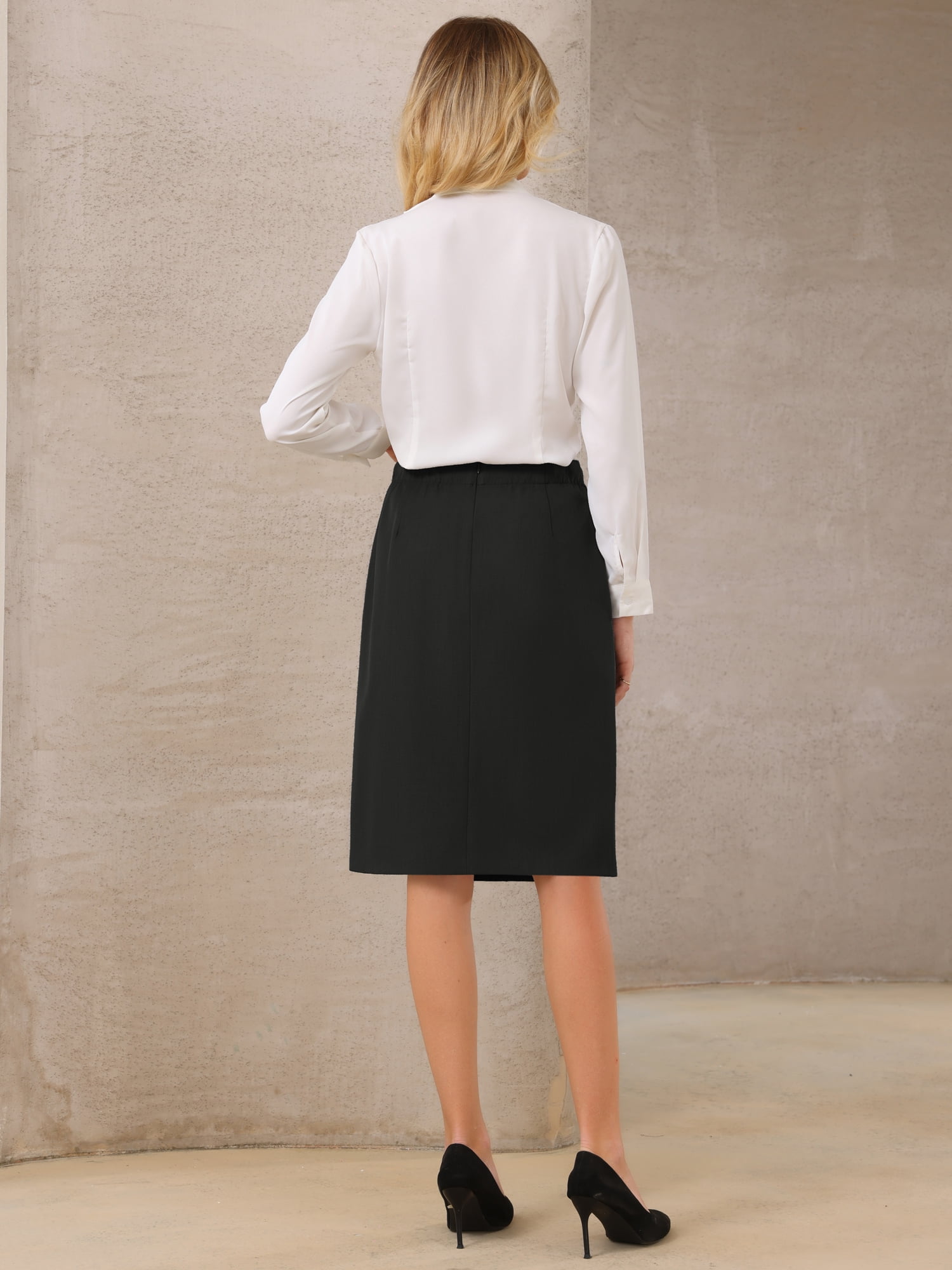 DARING DIVA Women's High Waist Formal Knee Length Pencil Skirts Small Black