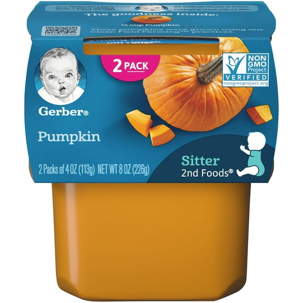 Gerber 2nd Foods Pumpkin Baby Food, 4 oz Tubs, 2 Count