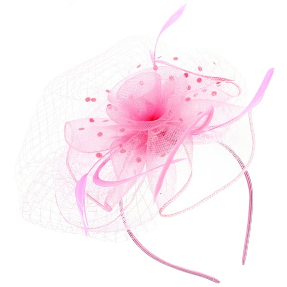 DINHEAROM Wedding Hair Accessories For Women Headdress Pink Plume 1 Pcs Small Hat Shape