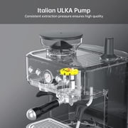 Espresso Machine with Milk Frother and Grinder, 15 Bar Automatic Espresso Coffee Machine All In One Coffee Maker with Italian ULKA Pump, 2.5L Water Tank, Brushed Stainless Steel for Home Office