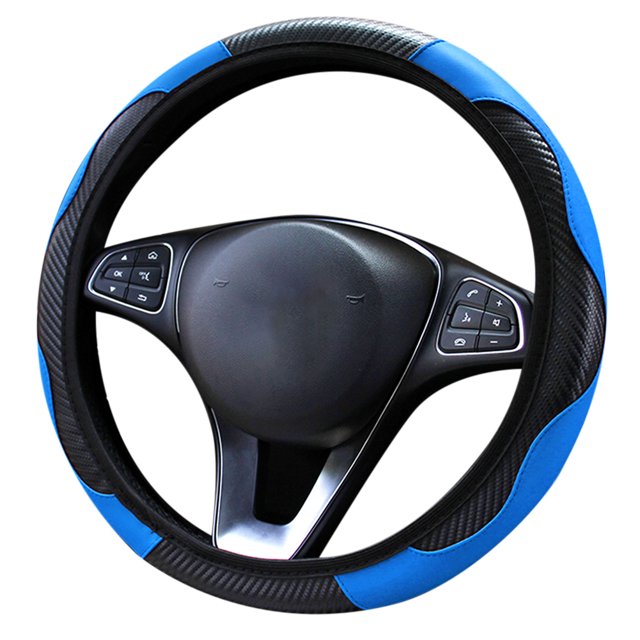 Protector Al Desgaste La Cubierta Del Volante Del Automóvil Fibra Carbono (azul)