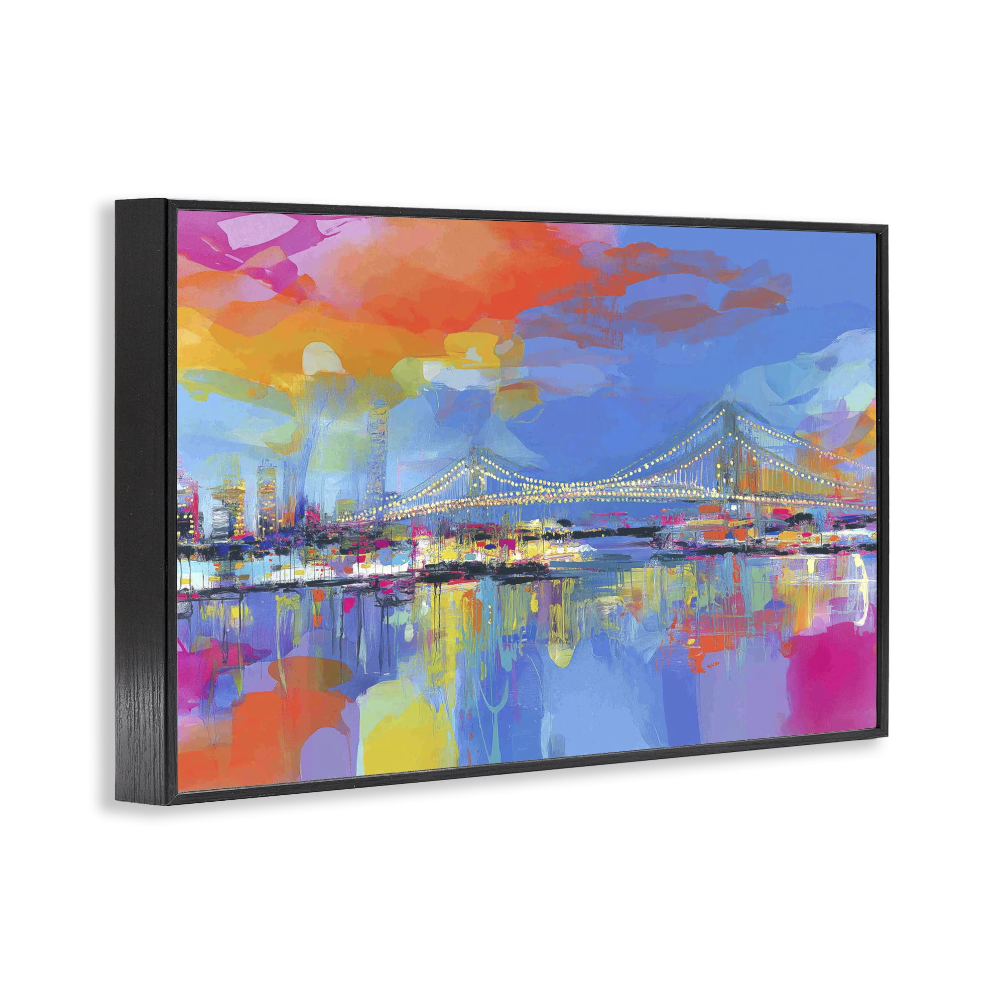 Stupell Industries Bay Bridge Aglow at Sunrise Black Framed Giclee Art, design by Chromatic Storm Studio