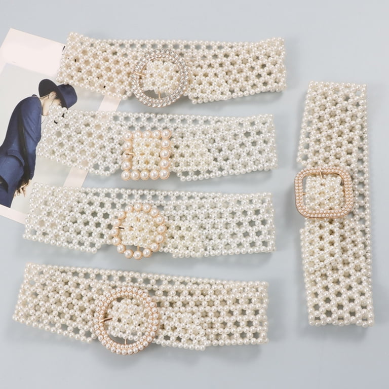 YUUZONE Elastic Wide Pearl Belt Vintage Stretchy Waist Belt  display picture 1