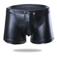 thumbnail image 3 of YONGHS Mens Jockstraps Solid Latex Faux Leather Briefs Hipster Panties Boxer Shorts Underpants Black L, 3 of 7