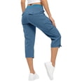 thumbnail image 4 of Women's Cargo Capris Lightweight Quick Dry Hiking Travel Summer Casual Cropped Pants with Pockets Royal Blue S, 4 of 6