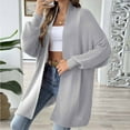 thumbnail image 5 of ATOYSOY Women's Casual Sweatshirts Loose Jackets Sweaters for Women Open Front Cardigan Fall Winter Outwear Lightweight Solid Color Midi Coat Long Sleeve Tops Gray Free Size, 5 of 6
