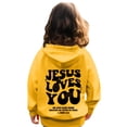 thumbnail image 4 of Grblisyd Boys Girls Graphic Hoodies Cute JESUS LOVES YOU Letter Print Long Sleeve Pullover Hoodie Sweatshirt, 4 of 6