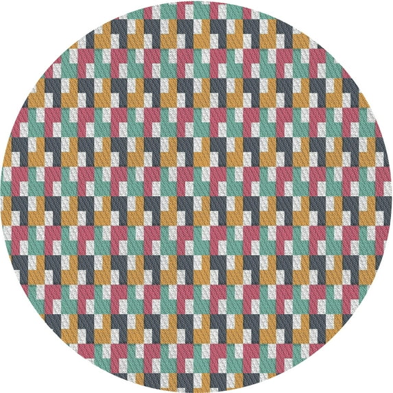Ahgly Company Indoor Round Patterned Rosy Purple Novelty Area Rugs, 8' Round