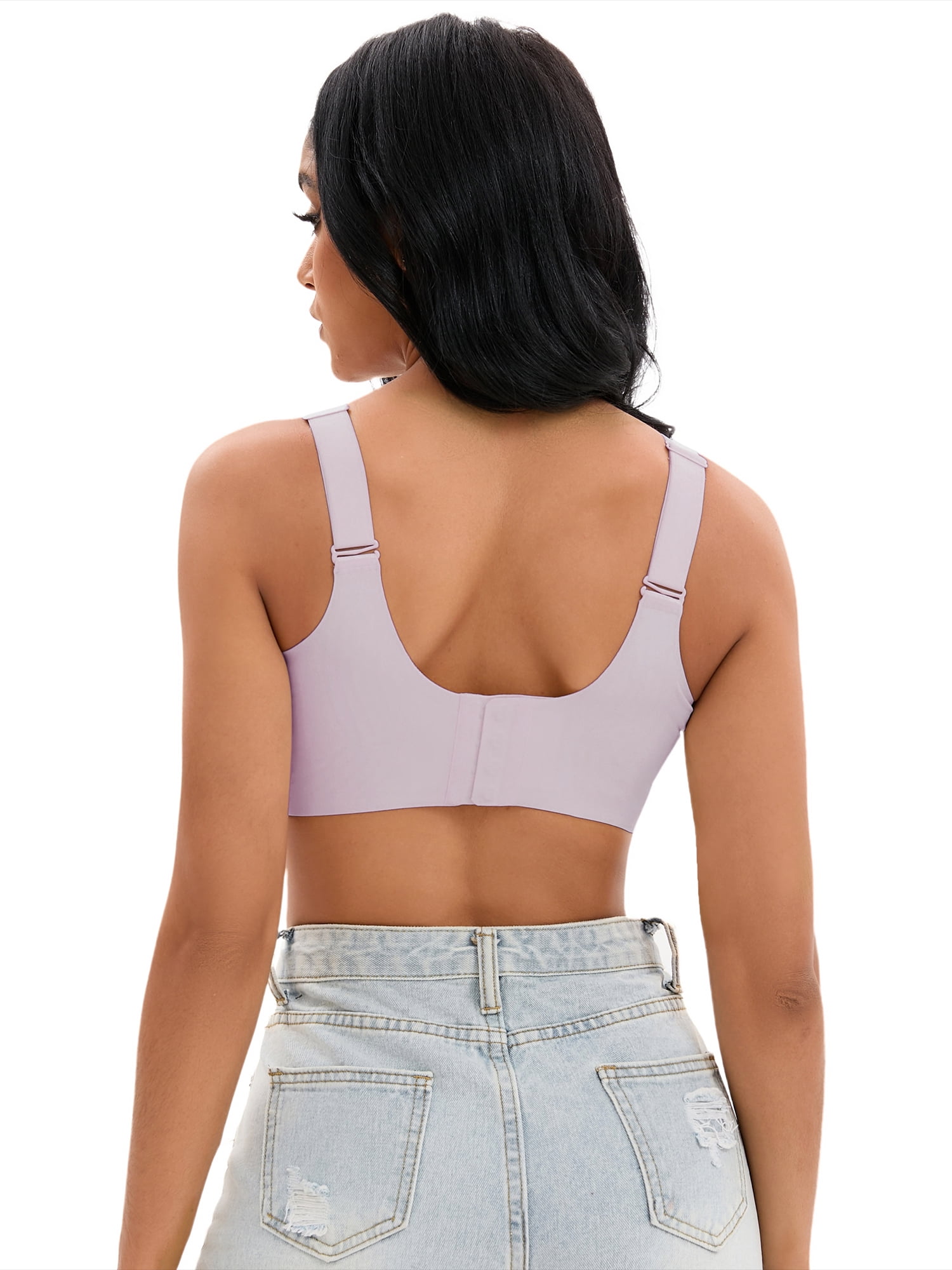 DARING DIVA Women's U Back Push Up Adjustable Straps Comfort Wirefree Bras Purple 40 D
