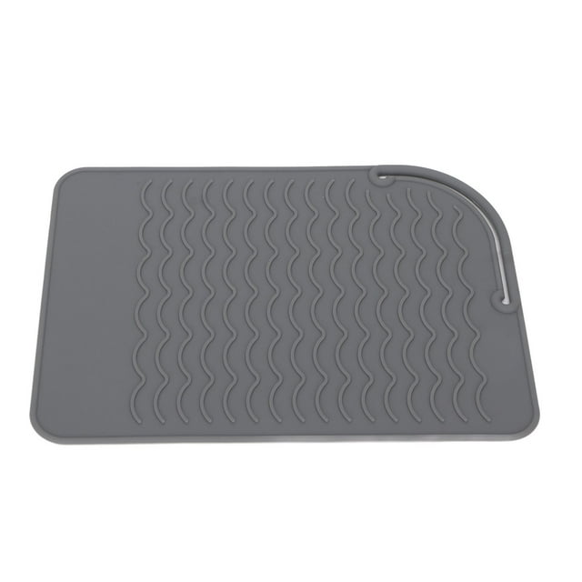 Heat Resistant Silicone Mat, Anti Skid Corrugated Pattern Flexible Portable Larger Size Heat Insulation Silicone Mat for Curling Stick Blue,Green,Grey