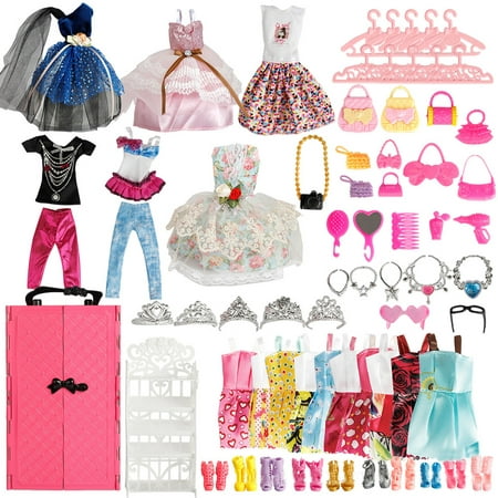 Image of Aixig 66 Pcs Doll Clothes Accessories 1 Shoes Hanger 2 Glasses for 11.8 Inch Girl Doll