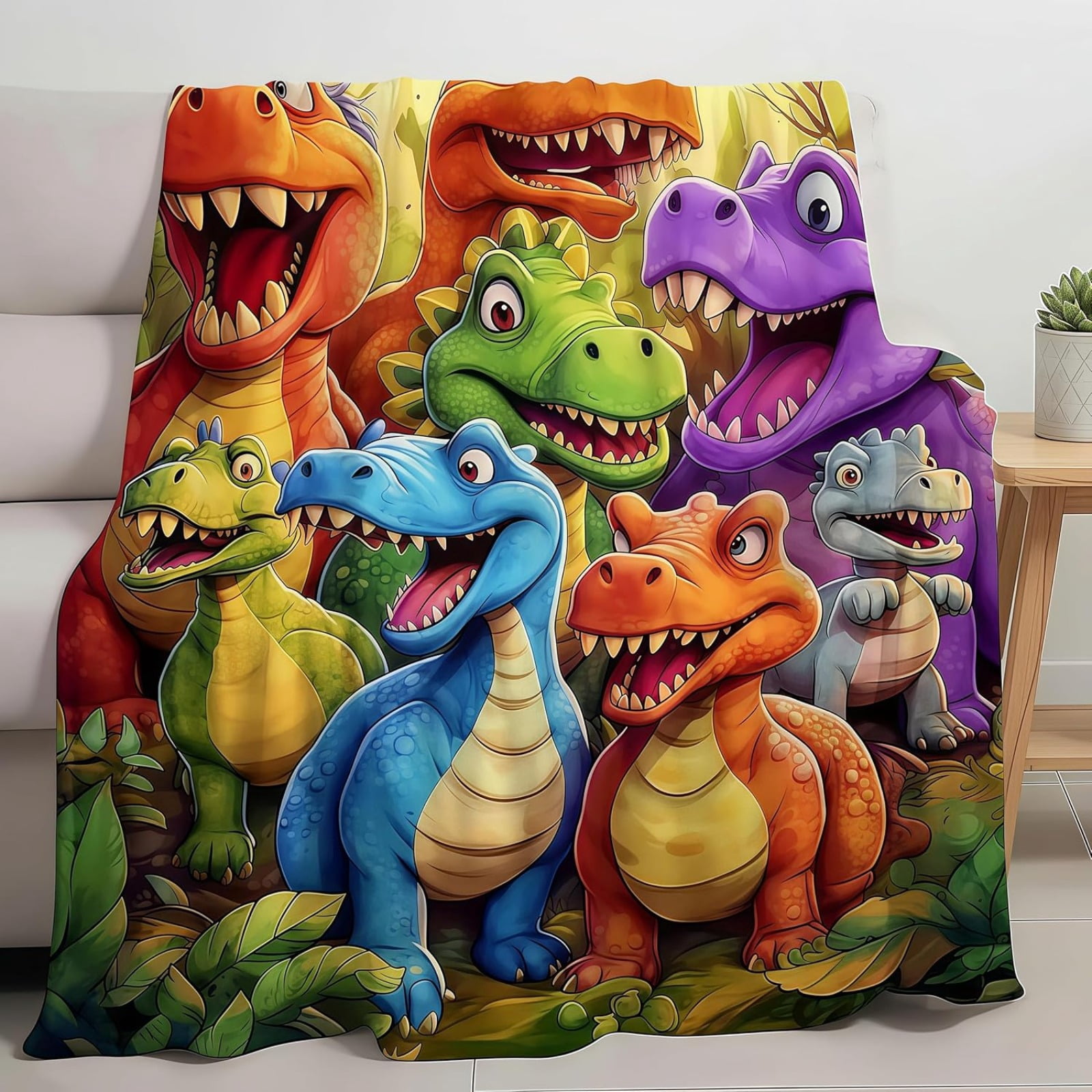3D Dinosaur Flannel Blanket, Cloud Soft Fleece, for Boys and Girls, Warm Throw for Bed, Couch, or Playtime