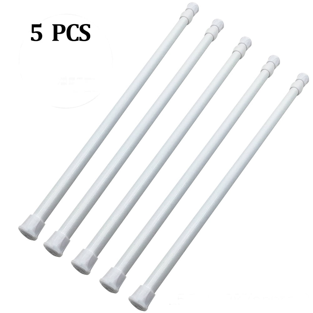 Firlar Spring Tension Rods,Retractable Rod Closet Poles Removable Cupboard Bars Shower Curtain Rail Rod White Size 15.74-27.55 inch 