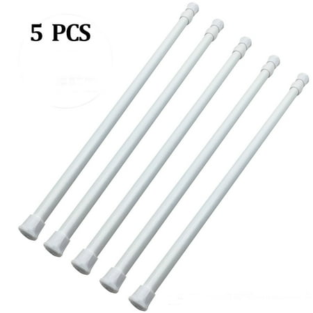 5Pcs Tension Rods, Cupboard Bars Tensions Rod Curtain Rod 15.7" to 27.5"(approx.), Extendable Width Spring Tension Rods Fit In the...