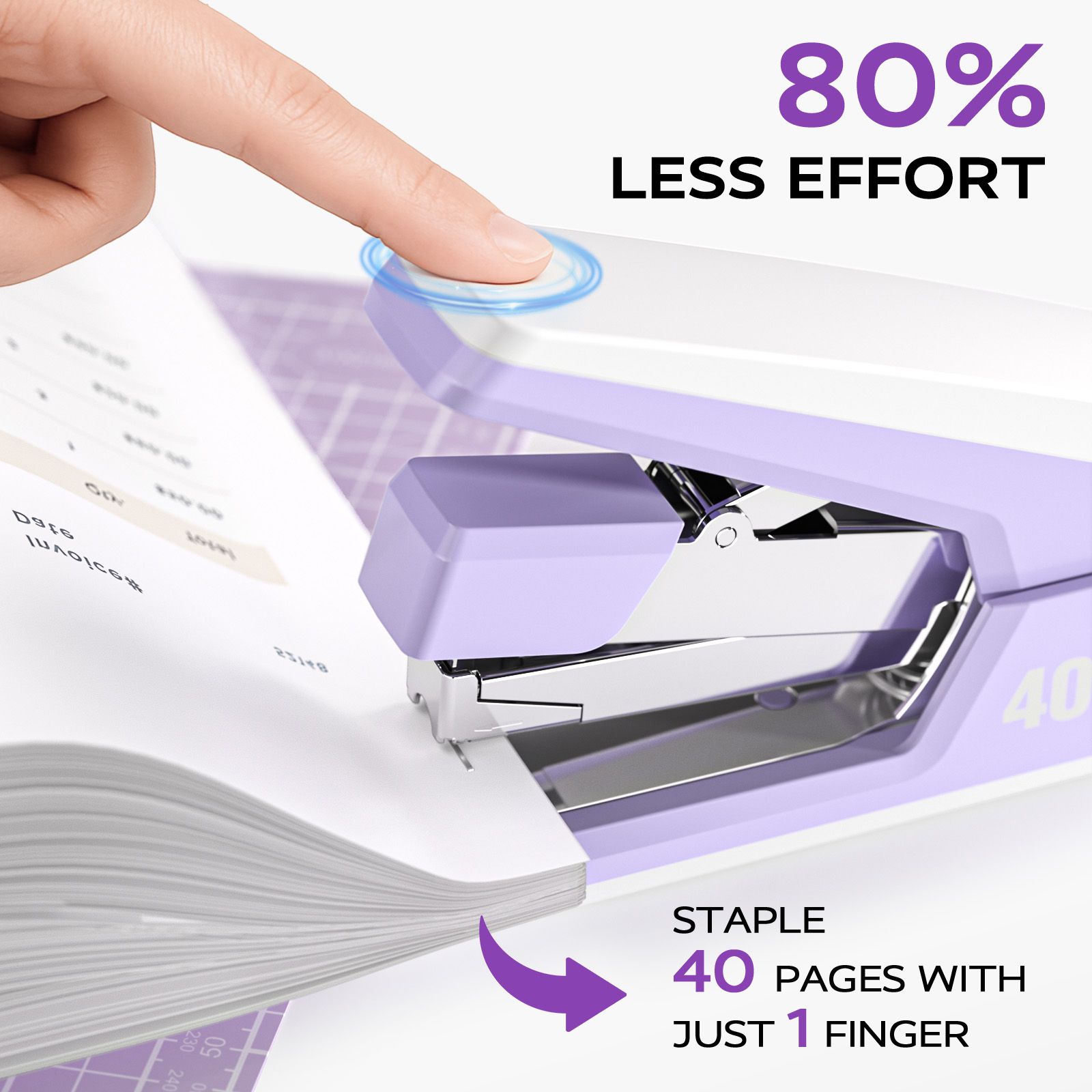 Marsrock Heavy-Duty Stapler with 2000 Staples, Purple photo 2