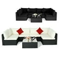 thumbnail image 1 of Costway 7PCS Patio Rattan Furniture Set Sectional Sofas Off White & Black Cushion Covers, 1 of 10