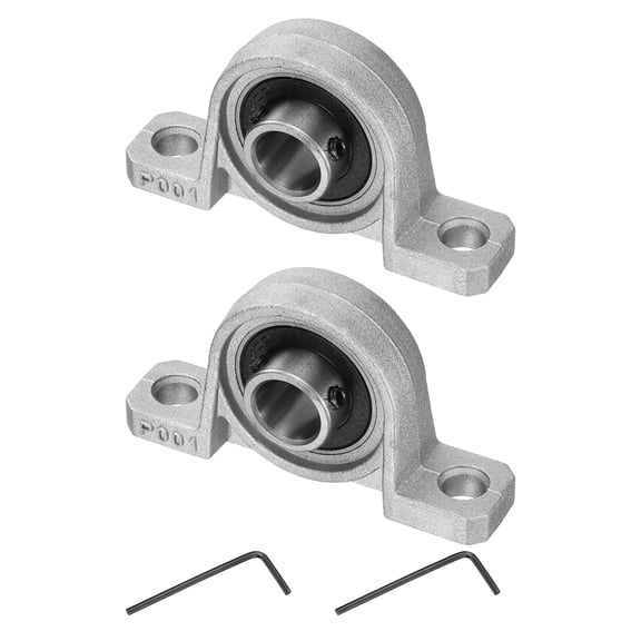 2pcs KP001 Pillow Block Bearings 12mm Bore Bearing Units Zinc Alloy Flange Mounted Bearing Housing, P6(ABEC3)