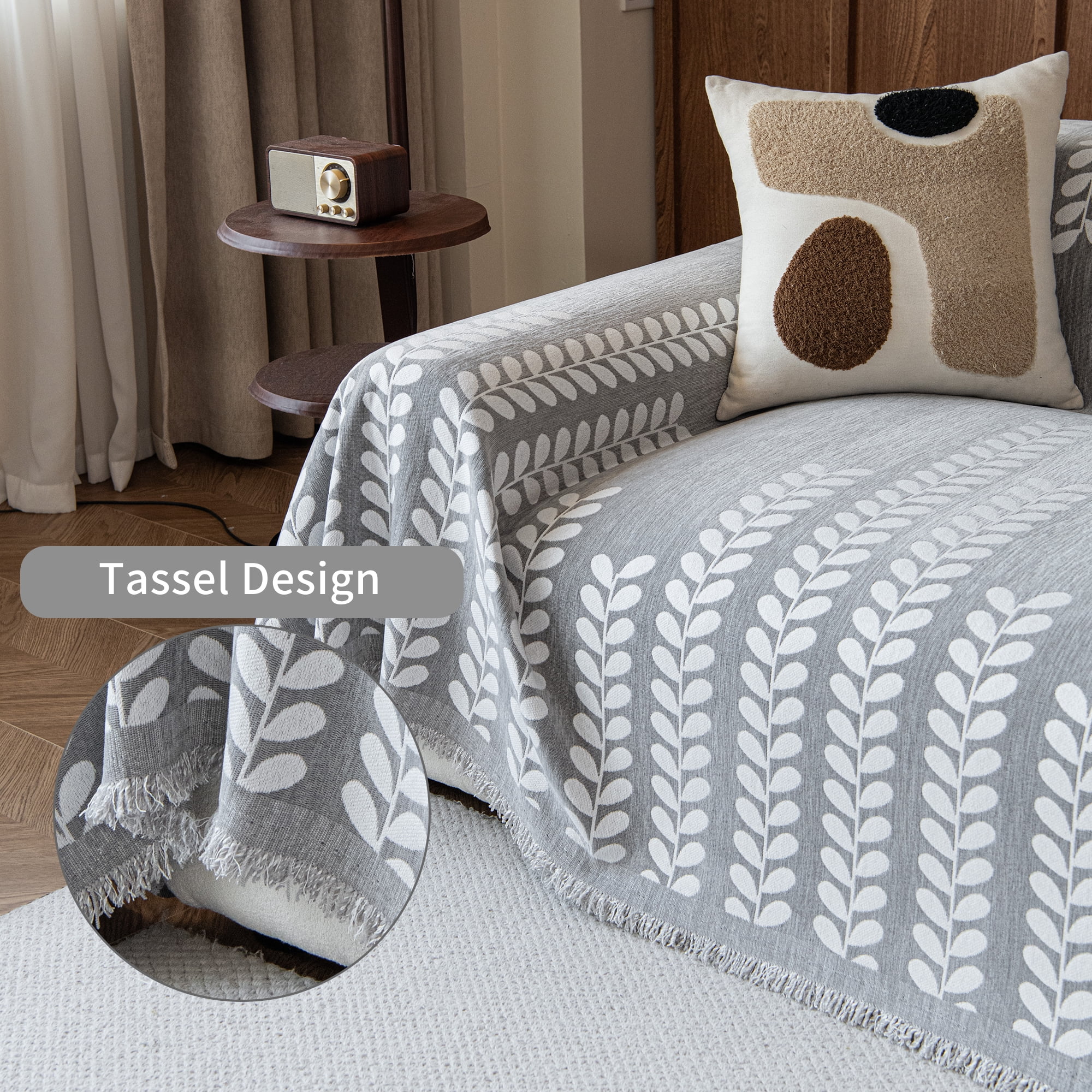 Smuge Sofa Cover Couch Cover Protector Slipcover, L Shape 3 Cushion Throw Sofa Towel Furniture Cover for Dogs Cats Home Decor (71"x 118", Gray)