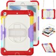 thumbnail image 1 of XYX For iPad 9th/8th/7th Generation 10.2 inch Case, 360 Rotating Shockproof Cover with Stand, Screen Protector, Shoulder Strap, Rainbow Red, 1 of 7