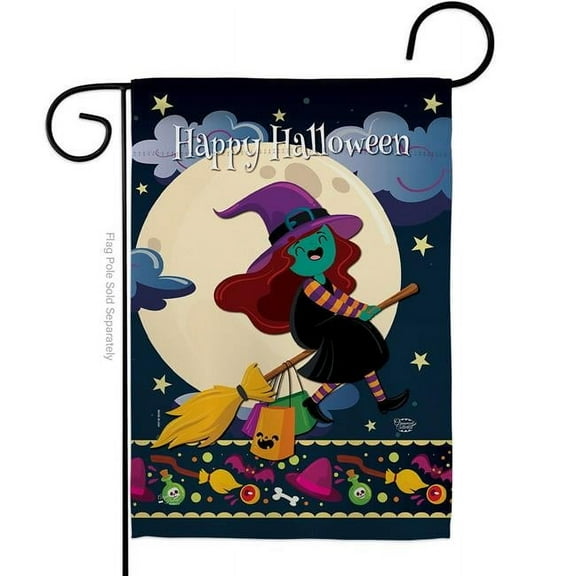 Ornament Collection G192218-BO 13 x 18.5 in. Happy Halloween Witch Garden Flag with Fall Double-Sided Decorative Vertical Flags House Decoration Banner Yard Gift