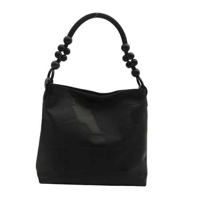 Bolso con asa con cuentas para mujer bolso de hombro de moda de cuero PU bolso diario para mujer