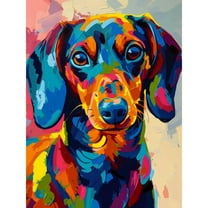 DIY 5D Diamond Art Colored Black Dachshund Dog Paint with Full Drill Round Diamond Gems Painting by Number Kits for Adults Art Craft Home Wall Decor 11.8x15.8in