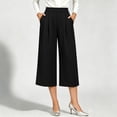 thumbnail image 5 of SwiftWear Women's Dress Work Capri Pants Solid Color Wide Leg Capris Stretch Casual Cropped Pants S-2XL, 5 of 6