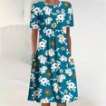 thumbnail image 2 of Patlollav Dress for Women,Short Sleeve Dresses Women's Casual Print Crew-Neck Fashion Pleated Dress, 2 of 6
