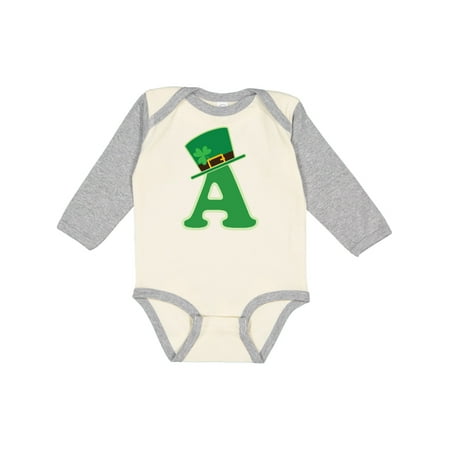 

Inktastic Irish St Patricks Day Letter A Monogram Gift Baby Boy or Baby Girl Long Sleeve Bodysuit