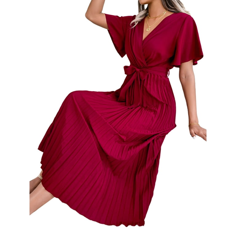 Elegant Leopard Bandage Flounce V Neck A Line Dresses Elegant Leopard Bandage Flounce V Neck A Line Dresses