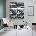 thumbnail image 5 of Black Gray Kitchen Curtains Valances and Tiers Set of 3 Ombre Ocean Wave Geometric Abstract Modern Tier Curtains and Valance with Rod Pocket for Small Windows, 27.5"x24", 5 of 9