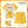 thumbnail image 2 of Conjunto de ropa de Pikachu Pokemon para niños y niñas, camiseta de manga corta, pantalones cortos, chándal deportivo, conjuntos de pijamas, 2023 qym unisex, 2 of 2