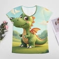 thumbnail image 4 of Cute Dragon in Sunny Field Women's Blouse Short Sleeve Women's Top T-Shirt Spring Summer Clothes, 4 of 7