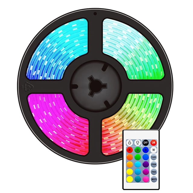 Yuarrent Luz Bluetooth Tipo de una pieza Luz de fondo Luz RGB Luz de música Bluetooth con interfaz USB 24 teclas Control remoto para fiesta en casa Iluminación navideña Yuarrent HA017194-00