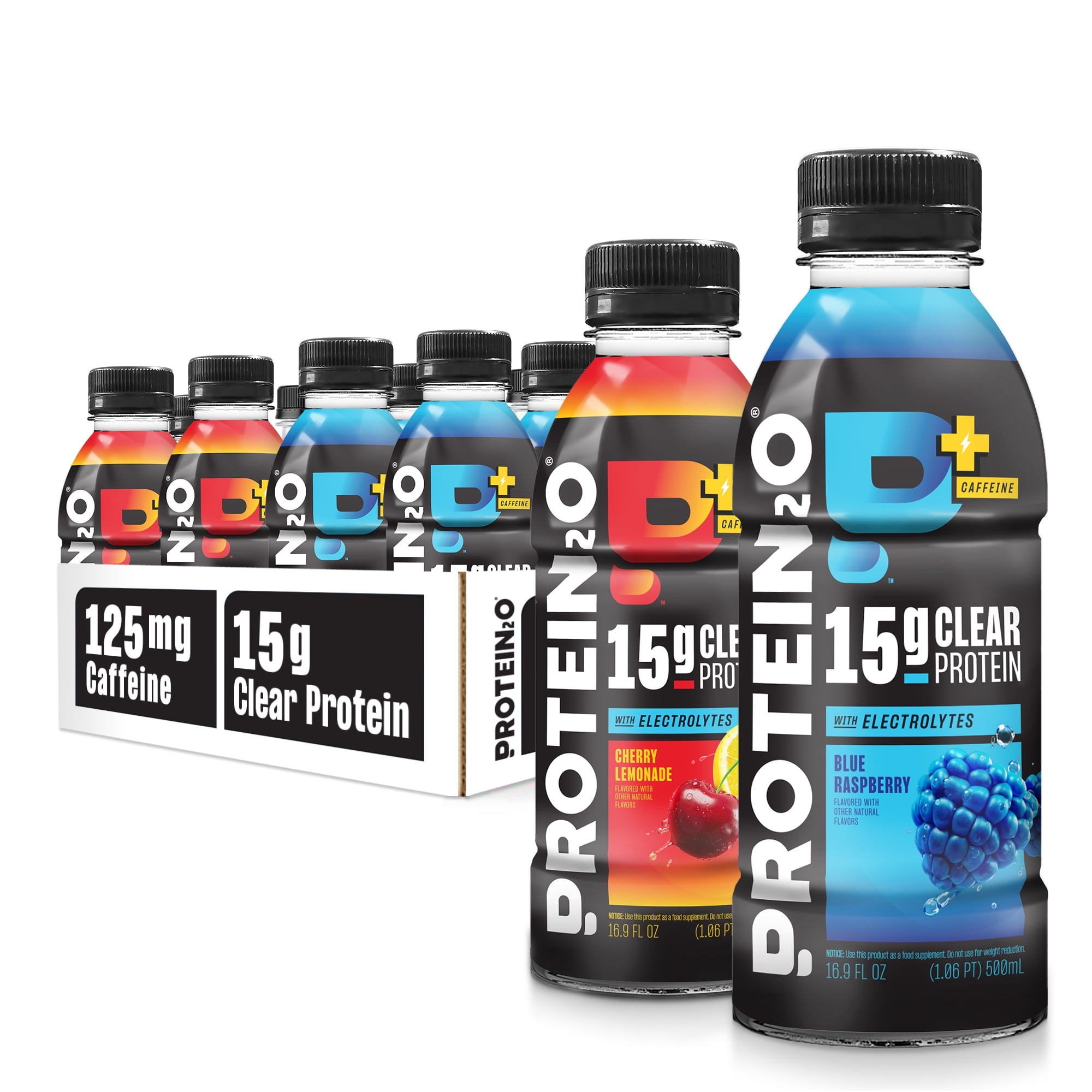 Protein2o 15g Whey Protein Isolate Drink, Energy & Focus, 350mg Electrolytes, Vitamins B5 & B6, Sugar Free, 16.9 Fl Oz, 12 Count, Energy Variety Pack